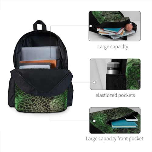 Sac à dos imprimé serpent vert imperméable et grand volume outdoor - 4