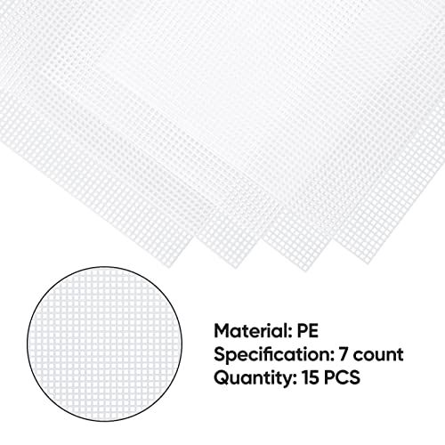 image for Pllieay 15 Pieces 7 Count Plastic Mesh Canvas Sheets for Embroidery, A