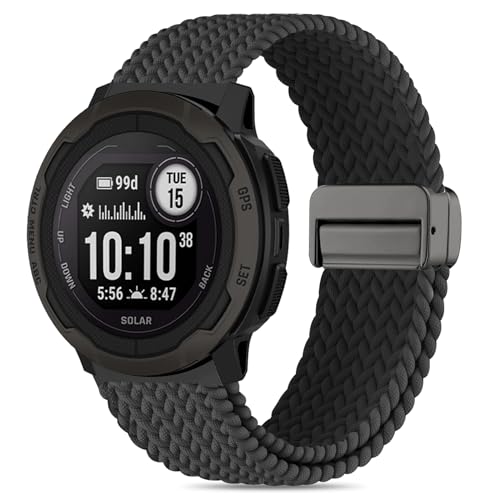 HQzon �i�C�����L�k�D�o���h Garmin Instinct 3 45mm/Instinct/2 Solar�Ή� 22mm �ʋC���̂���\�t�g�X�g���b�v Garmin Instinct Tactical/Tide/Esports/Solar�ɑΉ�