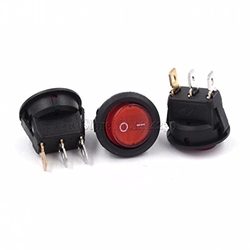 Interrupteur rond 3 broches SPST 23mm 6A/250V lot de 10 pièces AC avec lumière rouge marche-arrêt
