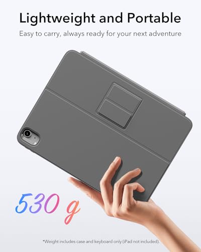 ESR iPad 11 (A16) 2025/10 Generation Flex Hülle mit Tastatur, ultraleichte magnetische abnehmbare Keyboard für iPad 10.9\ mit Schreib- und Ansichtsmodi, großes Präzisions-Trackpad, Dunkelgrau