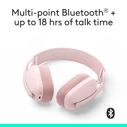 Image of Logitech Zone Vibe 100 Lightweight Wireless Over Ear Headphones with Noise Canceling Microphone, Advanced Multipoint Bluetooth Headset, Works with Teams, Google Meet, Zoom, Mac /PC - Rose