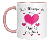 Tasse mit Spruch | Physiotherapeutin mit Herz | Danke für alles | Herzmotiv | Geschenkidee für Physiotherapeutinnen | Kaffeebecher 330 ml