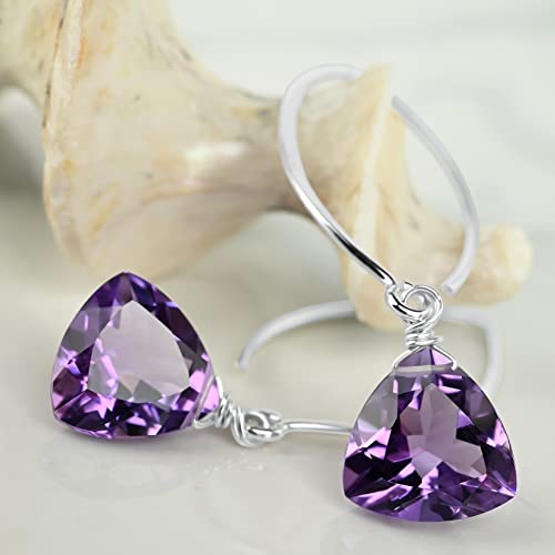 Purple Amethyst Trillion Quartz Sterling Earrings2
