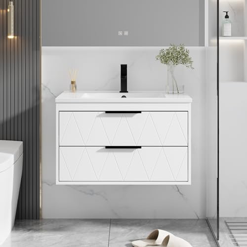 eclife 30" Bathroom Vanities Cabinet with Sink Combo, Wall Mounted