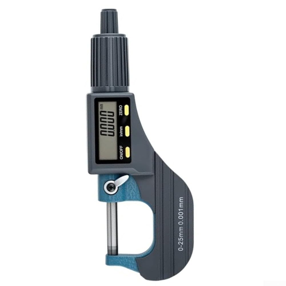 Digitales Mikrometer 0–25 mm, Messgenauigkeit 0,001 mm, Hartmetall-Spindel, mit Nullpunkt-Reset