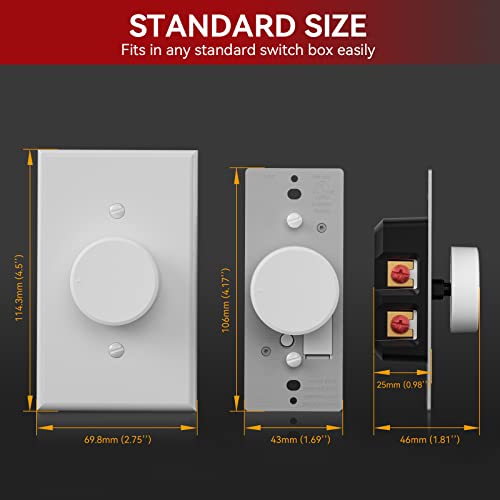 Image of AIDA Digital Light Toggle Dimmer Switch for Dimmable LED, CFL & Incandescent Bulbs, Single Pole /3-Way, Screwless Wall Plate Included, UL Listed, No Neutral Wire, 2 Pack