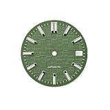 OYOSIDA 28.5MM Mechanical Dial Strong Green Luminous Face Watch Dials for NH35/NH36/4R/6R Watch Movement Pattern of Grid Texture Watch Accessories (Green)
