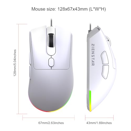 Image of HXMJ Wired USB C Gaming Mice,7200DPI,Ergonomic Mouse with RGB Backlit for Apple MacBook,Computer or Laptops with Type C Port-White