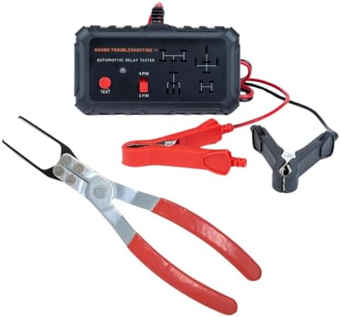 Automotive Relay Tester with Relay Puller - 12V Auto Relay Diagnostic Tool, Small Handheld DIY Car Relay Tester with Battery Clips, Relay Testing Kit, Electrical Systems Tool