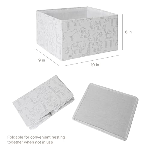 RGI Home Decorative Storage Bins, Set of 2 Rectangular Greyboard Zoo Animal Organizer Baskets for Nursery, 10" L x 9" W x 6" H, Foldable, Durable and Stylish Storage Solution, Vapor Blue on White by RGI Home - Image 5