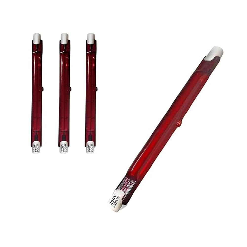 Generico R7s - Bombillas de infrarrojos regulables de 118 mm y 200 W R7s para calentador U3, tubo de luz calefactora de cuarzo rojo de 200 lm, 118 mm, 200 W, 4 unidades