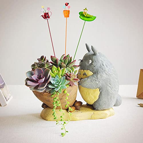 Lemcc 7Pcs Metal Flower Garden Stakes With Watering Pot Decoration Small Yard Art Stick Floral Picks Lawn Patio Art Ornaments For Indoor Outdoor Planter Flower Pot Bed, 27Cm/10.6Inch #TOP5