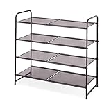 Simple Trending 4-Tier Stackable Shoe Rack, Expandable & Adjustable Shoe Shelf Storage Organizer, Metal Mesh, Bronze