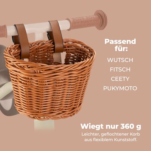 PUKY Chaos Korb S Braun | Flexibler Kinder Lenkerkorb | Handmade | Passend für Wutsch, Fitsch, PUKYmoto & Ceety | Stilvoll & Praktisch | Einfach zu befestigen | Robust & Wetterfest | Umweltfreundlich