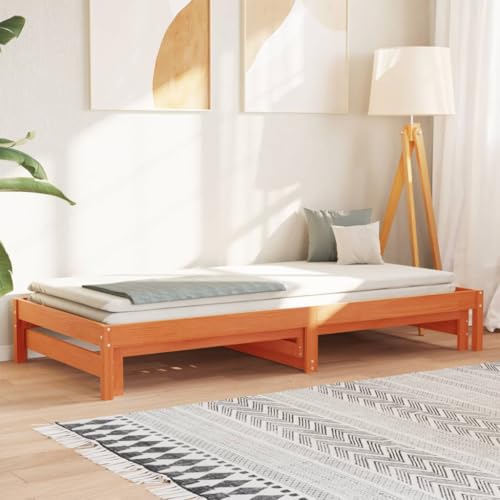 Sophrelle Sofá Cama Nido Madera Maciza de Pino marrón Cera 90x190 cm Marrón,844404