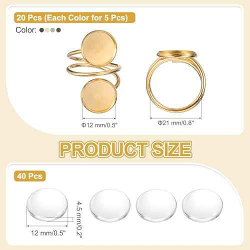 Anillo de cabujón ajustable con bases de bisel plano para diseños estables y cómodos 3