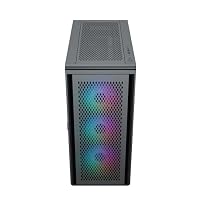 SILENTWARE Air 100 Midi Tower PC-Gehäuse, Große Metall Mesh-Front, gehärtetes Glas-Seitenfenster, 4X 120mm A-RGB Hydro-Lager Lüfter, GPU bis 383mm, Abnehmbarer Mesh Deckel, ATX Netzteil, Schwarz – Ansicht 9