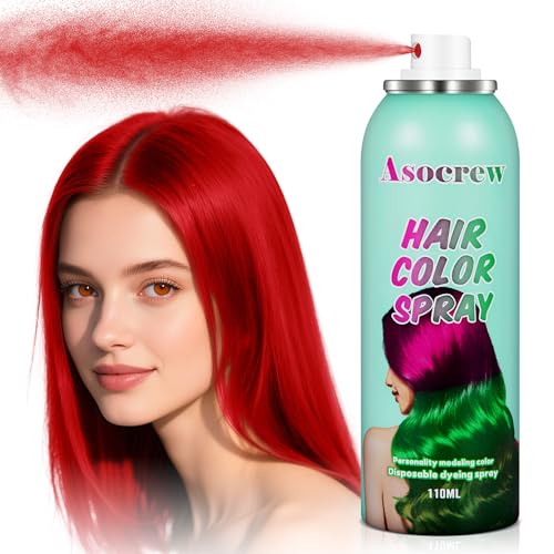 Image of Red Hair Spray,Hair Color Spray Dye,Temporary Hair Color Dye for Kids Women Men,Hairspray Color Pomades,Washable Color HairSpray for Party, Cosplay,Halloween,Christmas. (Red)