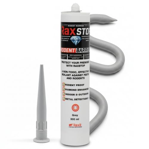 RaxStop Dichtmasse mit Stahlwolle & Diamantpartikeln 300 ml für Außen | Mäuseschutz & Rattenabwehr | Abdichten von Ritzen Spalten & Rohren | Witterungsbeständig & überstreichbar