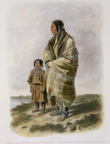 Tableau Femme Dacota Karl Bodmer pour Décoration Chambre Ambiance Vintage 60x90