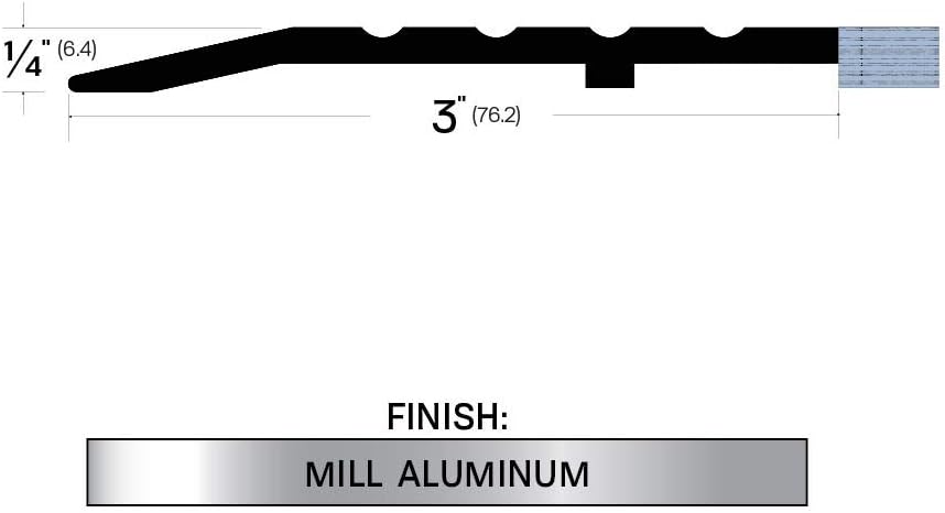 Fire Rated/ADA approved/Mill Aluminum Carpet Saddle/Threshold (3641MA), SMS #10 x 1-1/2'' supplied, (3'' W x 1/4'' H) (36'')