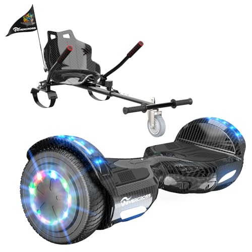 EVERCROSS Hover Board Kids Hoverboards with Seat Attachment Hoverkart 6.5 Self Balancing Scooters Hoverboards Bluetooth with LED Lights Ideal Hover Board for Kids Teenagers Adults Black