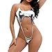Women Fashion Solid Sexy Lingerie Lace Up Hollow Butt Revealing Bodysuit women's exotic lingerie sets (Silver, One Size)