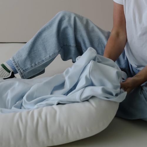 Image of Infant Support Cushion - Baby Support Cushion for Newborn, 0-24 Months, Portable Tummy Time Mat for Home and Travel, Soft Cotton, Supervised Use, Baby Essentials Gift, Blue(1 Cushion + 1 Cover)