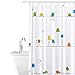 Produktbild Tatkraft Funny Frogs | Duschvorhang bunt Cartoon Streifen Serie | Humorvoll-modernes Design | Wasserdicht schimmelfrei | Masse 180 x 180 cm | mit 12 Gratis Vorhangringen
