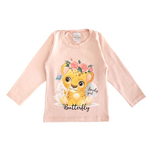 Kit 5 Camisetas Blusa Manga Longa Infantil Menina Cotton Desenho do tecido:Sortido;Tamanho:4