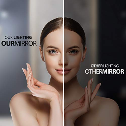 FORAM Modern Bathroom Mirror with LED light and Additional Features - Selection of Switches/Demister Heat Pad/Bluetooth Speaker - Wall Mounted Illuminated Mirror - Lighting Warm/Cold White L02