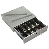 PM Company Securit 04964 Steel Cash Drawer w/Alarm Bell & 10 Compartments, Key Lock, Stone Gray