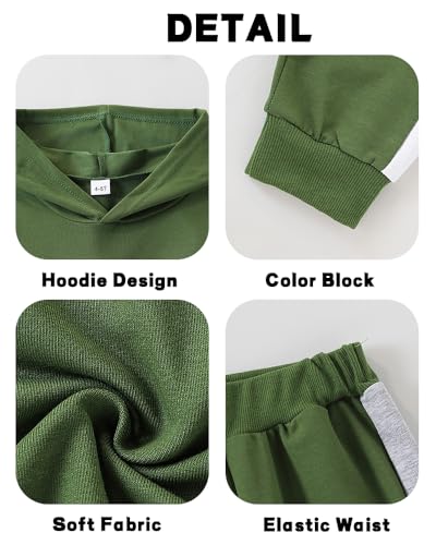 Image of Boys Sweatsuit Long Sleeve Color Block Hoodie Sweatshirt and Jogger Pants 2PC Sets Fall Clothes (Sizes: 4-8)