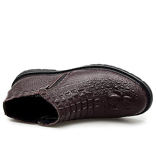 TAYGUM Chelsea Boots For Men Double Side Zip Crocodile Print Cowhide Leather Non Anti-slip Classic Slip On4