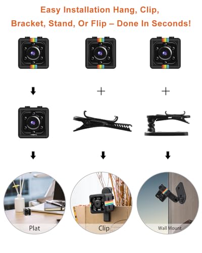 Image of Spy Camera, No WiFi Security Camera with 32GB TF Card, 1080P FHD Mini Cameras with 360 Rotation Bracket, Small Cameras for Home /Indoor /Outdoor Security(Black)