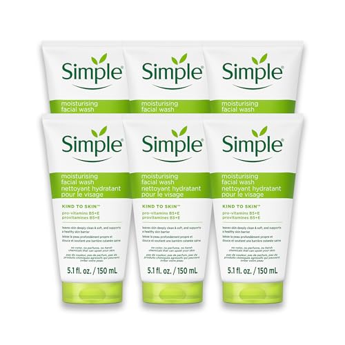 Image of Simple Kind To Skin Moisturizing Face Wash - Facial Cleanser with Vitamin B5 and E - Removes Oil, Dirt, and Other Impurities - Sulfate Free - 6 pc