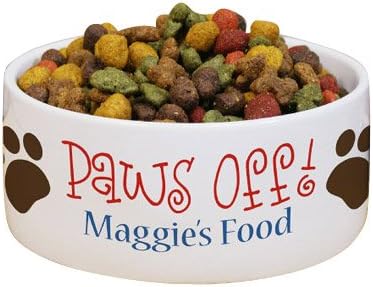 Personalized Paws Off Ceramic Dog Bowl, 5 1/2" D x 2" H