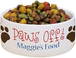 Personalized Paws Off Ceramic Dog Bowl, 5 1/2