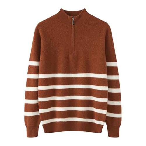 Men's 100 Percent Wool Half-High Collar Half Zip Knitted Long Sleeved Pullover Sweater2