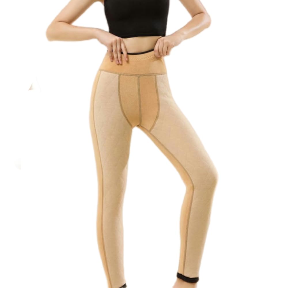 Collant Termici Donna Inverno Femminile Addensato in Vita Alta E Pantaloni di Cotone Lunghi Lunghi Ginocchia per Stare al Caldo-Black -Gray Girl-XL