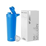 Simple Modern Stainless Steel Shaker Bottle with Ball 24oz | Metal Insulated Cup for Protein Mixes, Shakes and Pre Workout | Rally Collection | Supersonic Blue