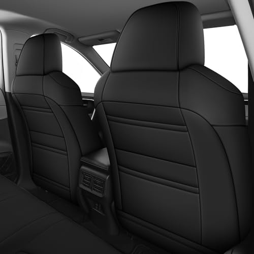 Image of AOMSAZTO Custom Fit Seat Covers for Toyota RAV4: 2019 2020 2021 2022 2023 2024 2025 LE XLE XLE Premium Limited-Faux Leather Full Set Compatible Airbag Seat Protector Black&Gray