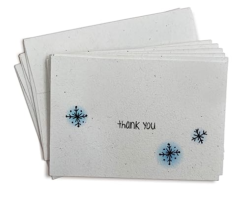 Cartes de remerciement flocons de neige avec enveloppes pour écrire vos mots de fin d'année