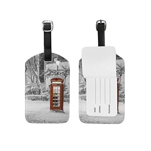 2 Piezas Etiquetas Para Equipaje Cabina Telefónica Londres Escena De Nieve Etiqueta De Equipaje, Identificador De Maletas, Etiquetas De Viaje De Cuero, Etiquetas Para Maletas De Viaje 7X11Cm