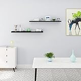 WOLTU High Gloss Floating Shelves,Set of 2 Wall Shelf,CD DVD Storage Corner Shelf, Premium Wooden Shelves for Bedroom LivingRoom kitchen 90x22.9x3.8cm, Black, RG9481sz-2 - Image 4