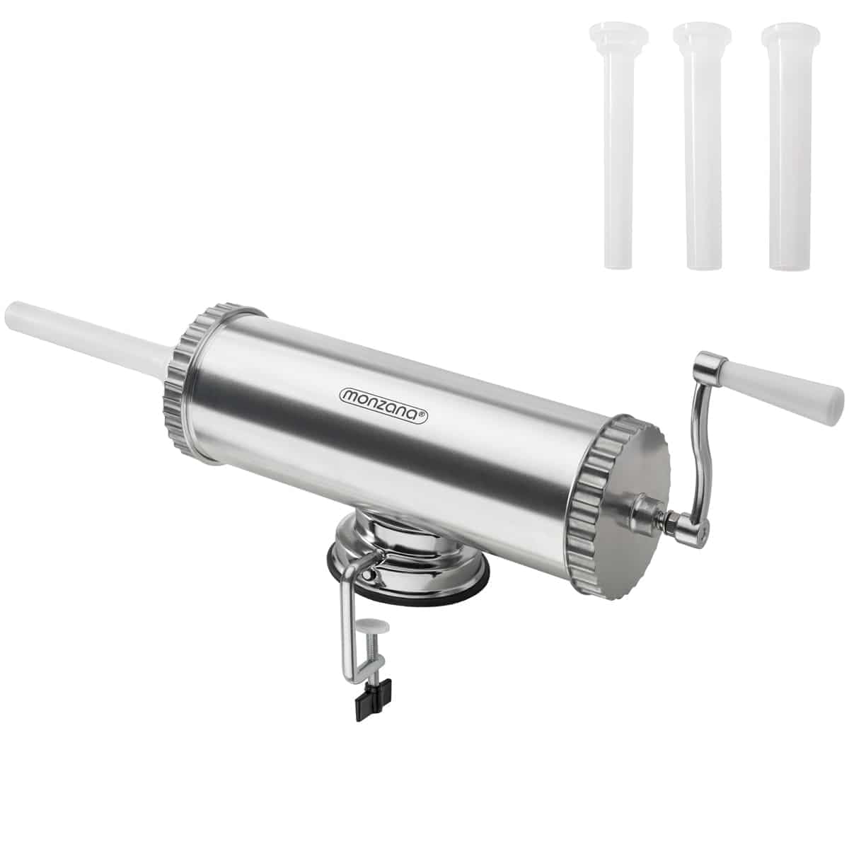MONZANA® Machine à saucisses viande hachée 2,​5 kg cuisine poussoir saucisses 3 tubes de remplissage manivelle