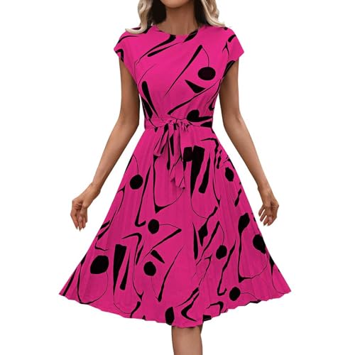 Robe midi décontractée fluide pour printemps et été robe fleurie femme