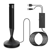 TV Antenna, Indoor Digital HDTV Amplified Antennas Freeview 4K HD VHF UHF for Local Channels 130+ Miles Range with Switch Amplifier Signal Booster Support All TV's-16.5ft Coax Cable (Black)