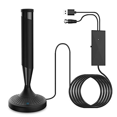 TV Antenna, Indoor Digital HDTV Amplified Antennas Freeview 4K HD VHF UHF for Local Channels 130+ Miles Range with Switch Amplifier Signal Booster Support All TV’s-16.5ft Coax Cable (Black)